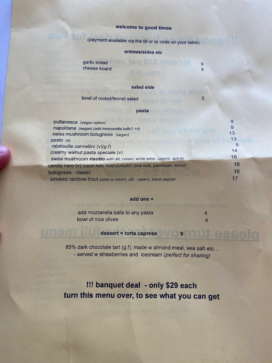 Menu, Good Times