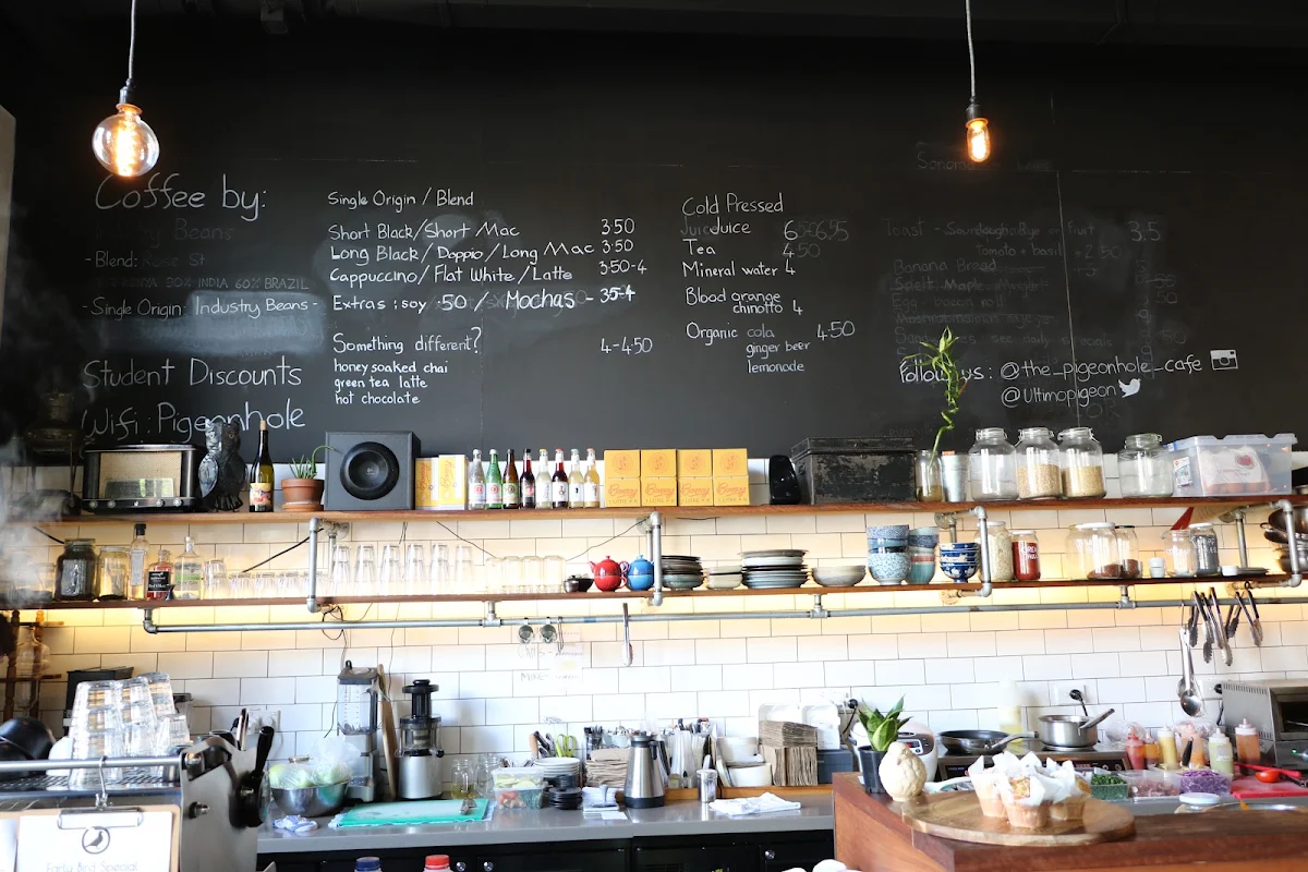 Menu, The Pigeonhole Cafe
