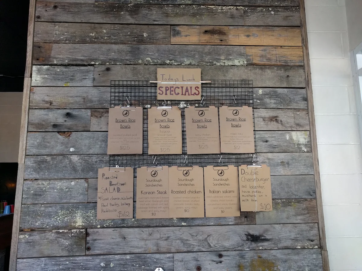Menu, The Pigeonhole Cafe