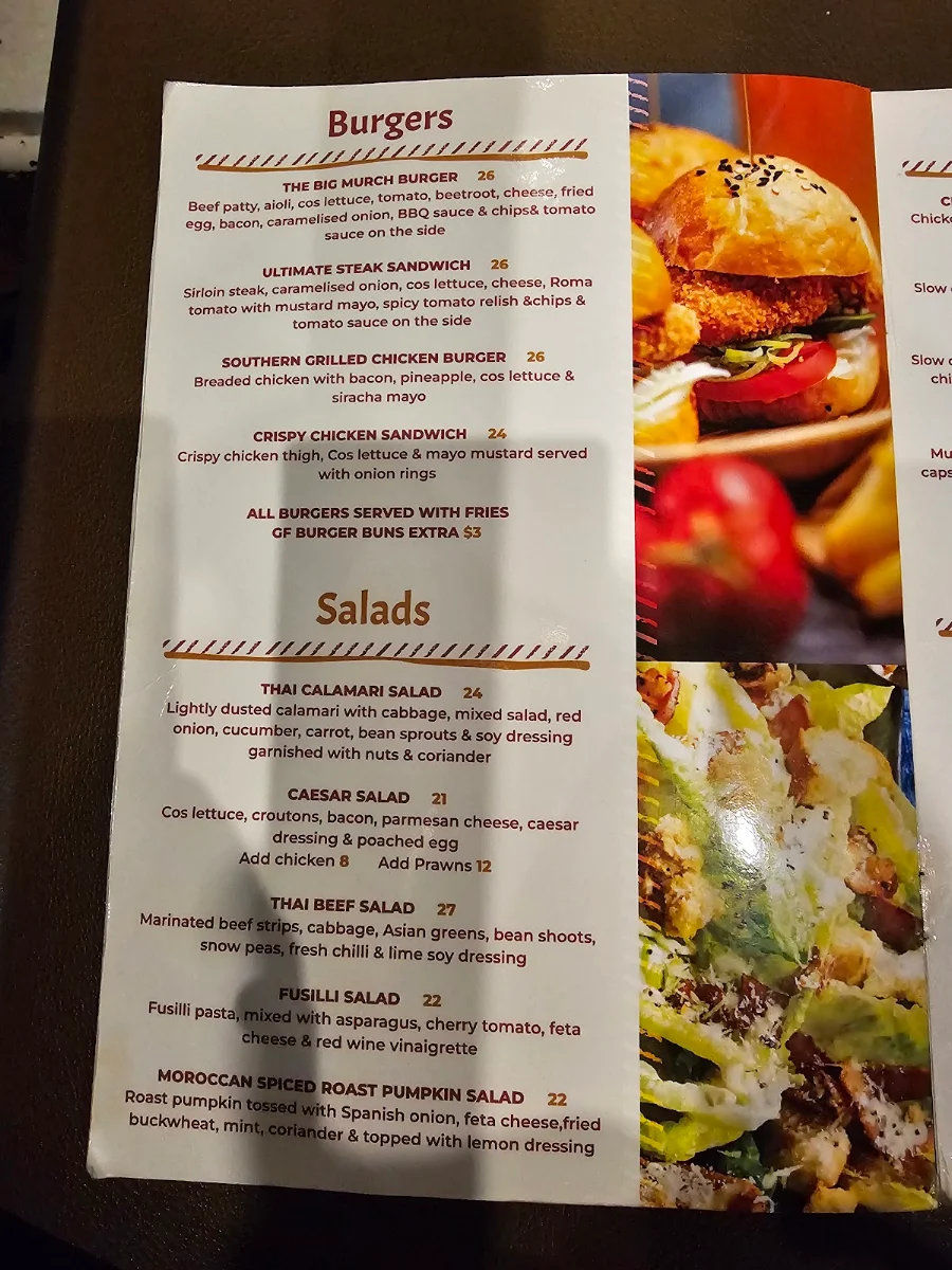 Menu, The Murchison Tavern