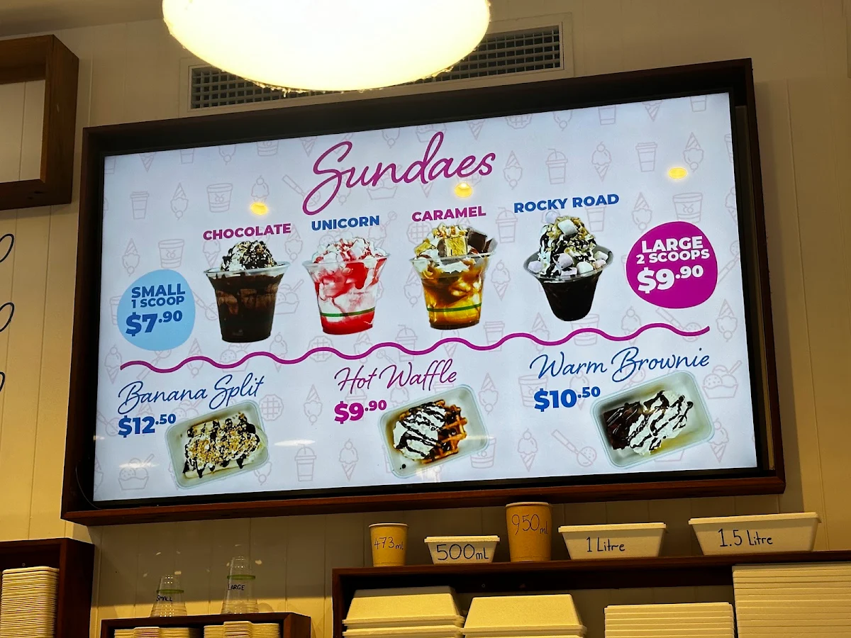 Menu, Blue Cow Gelato Woolgoolga