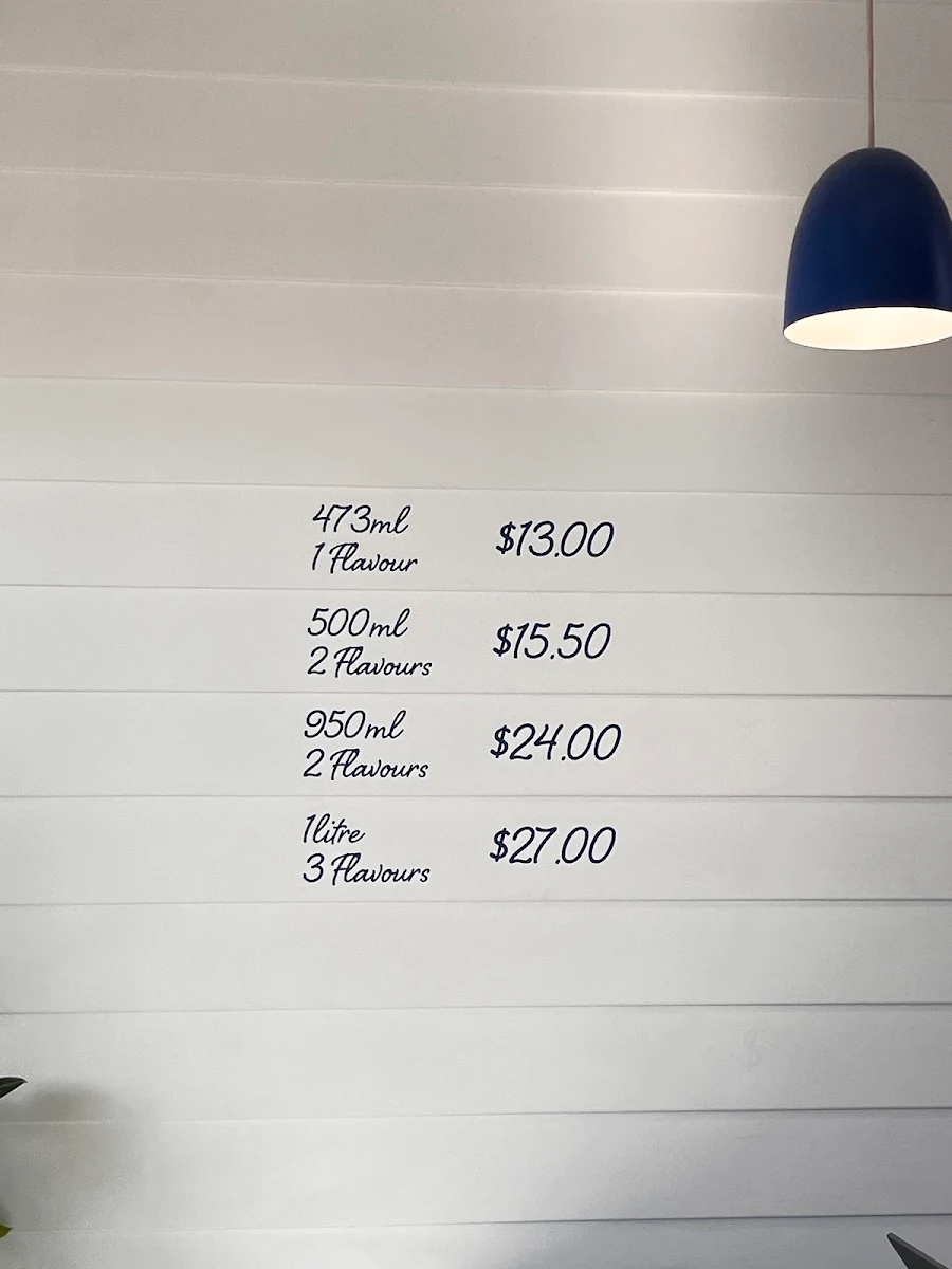 Menu, Blue Cow Gelato Woolgoolga