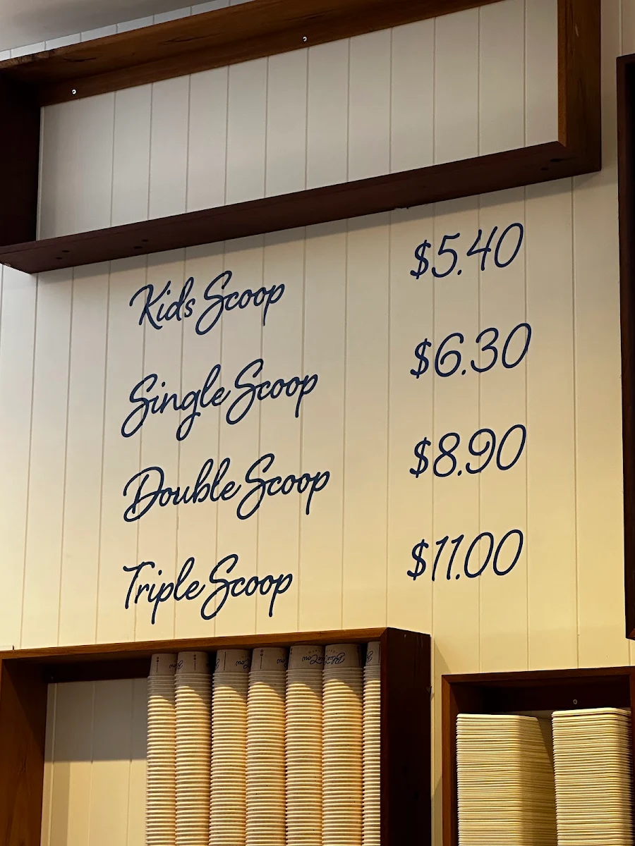 Menu, Blue Cow Gelato Woolgoolga