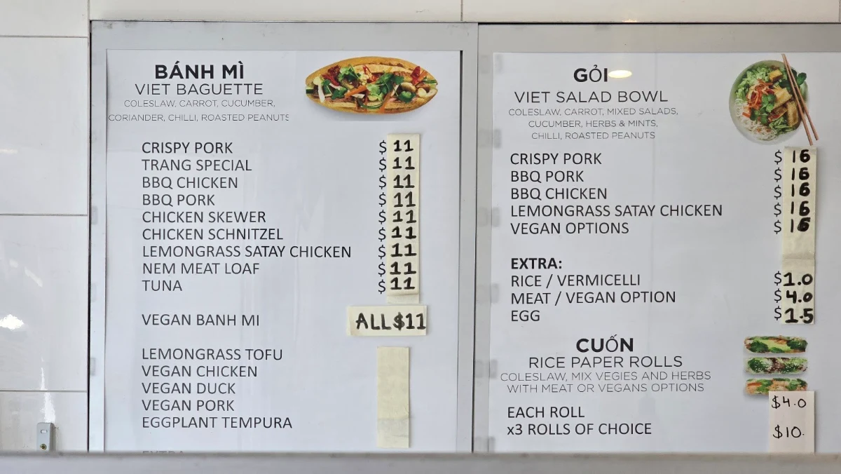 Menu, Trang Bakery and Cafe