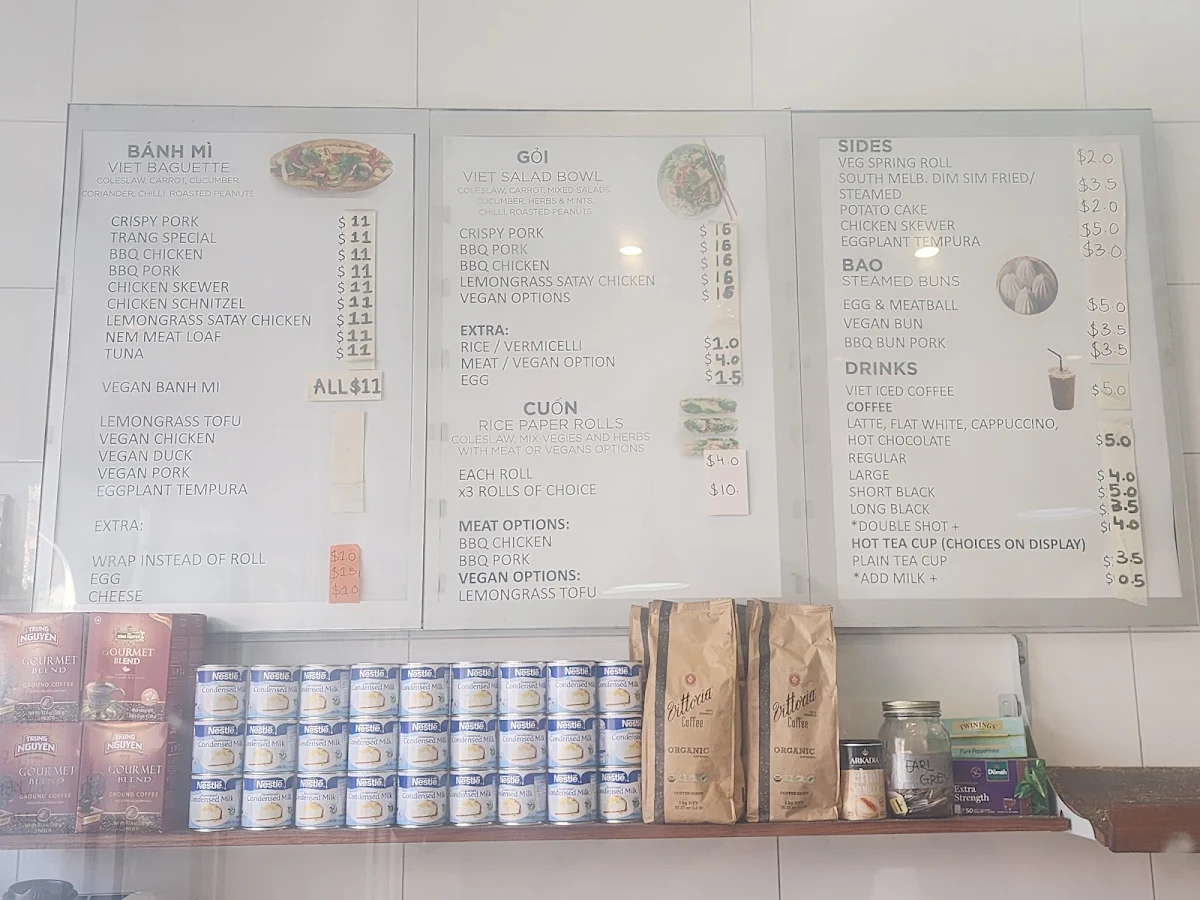 Menu, Trang Bakery and Cafe