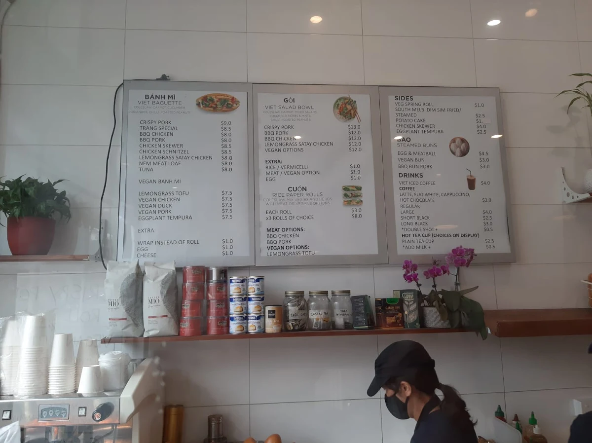 Menu, Trang Bakery and Cafe