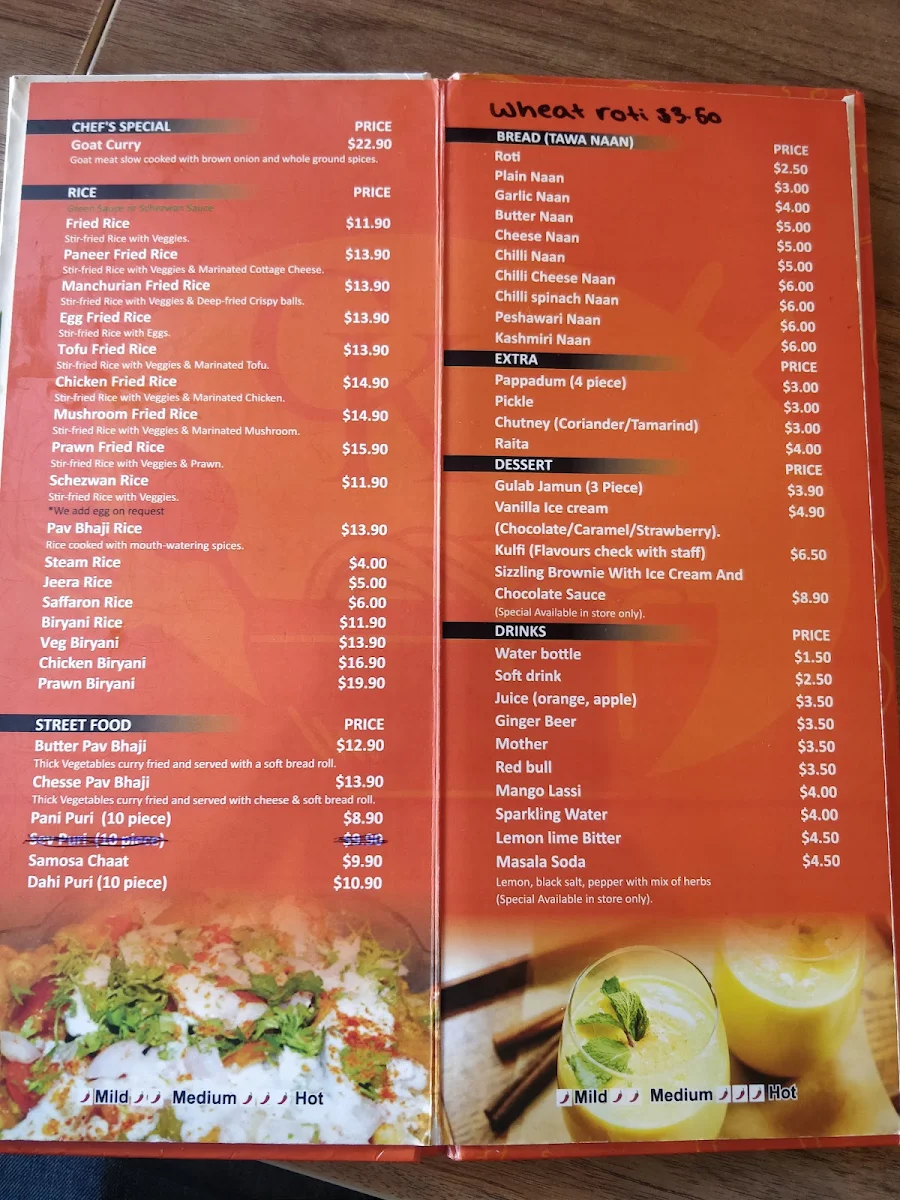 Menu, Chatpatta Kitchen