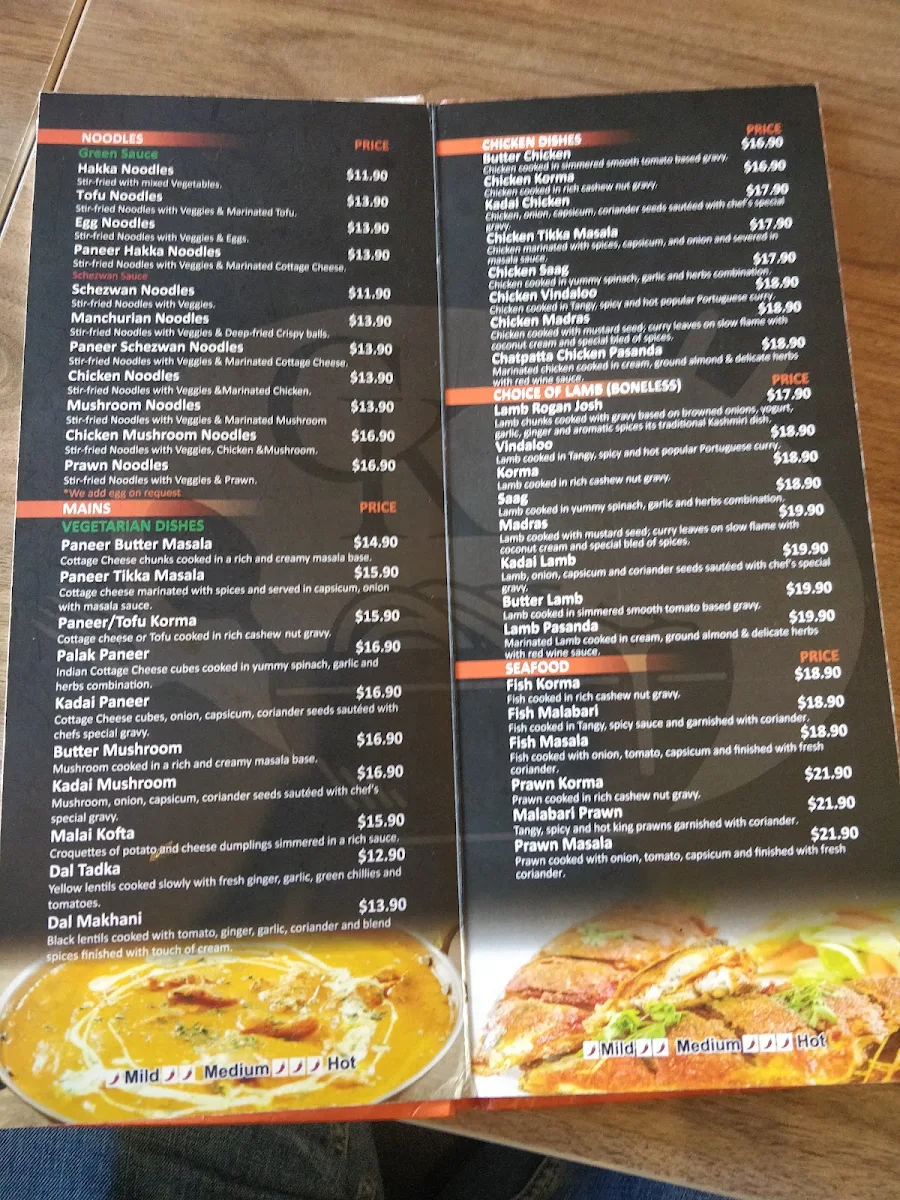 Menu, Chatpatta Kitchen