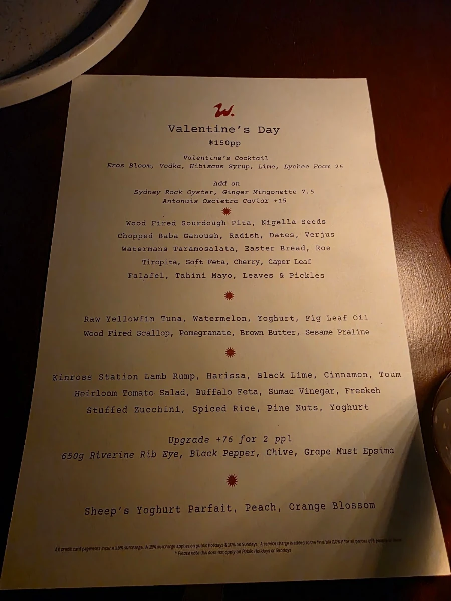 Menu, Watermans