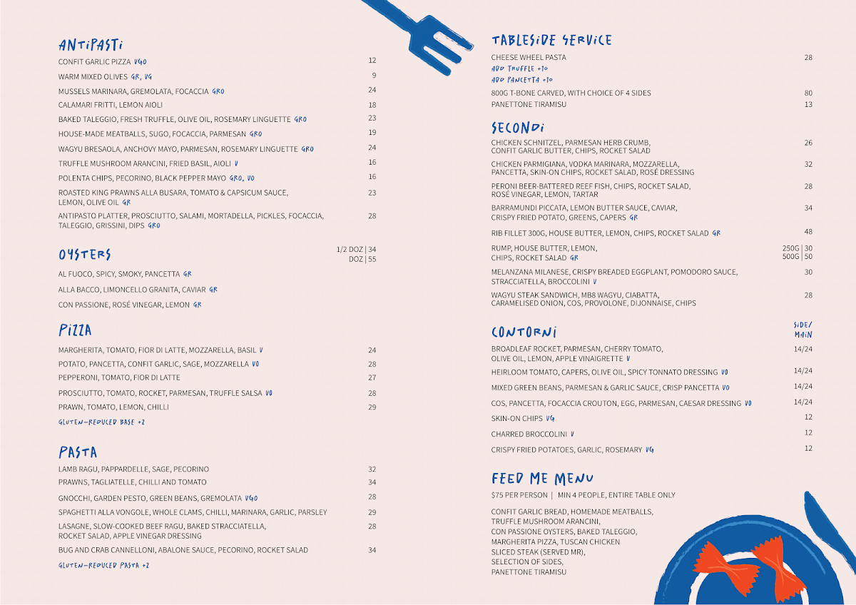 Menu, Albion Hotel