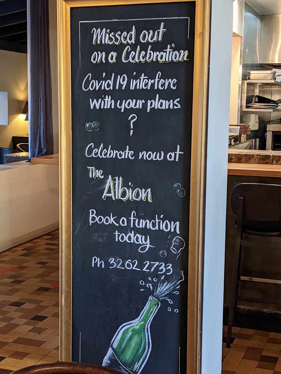 Menu, Albion Hotel