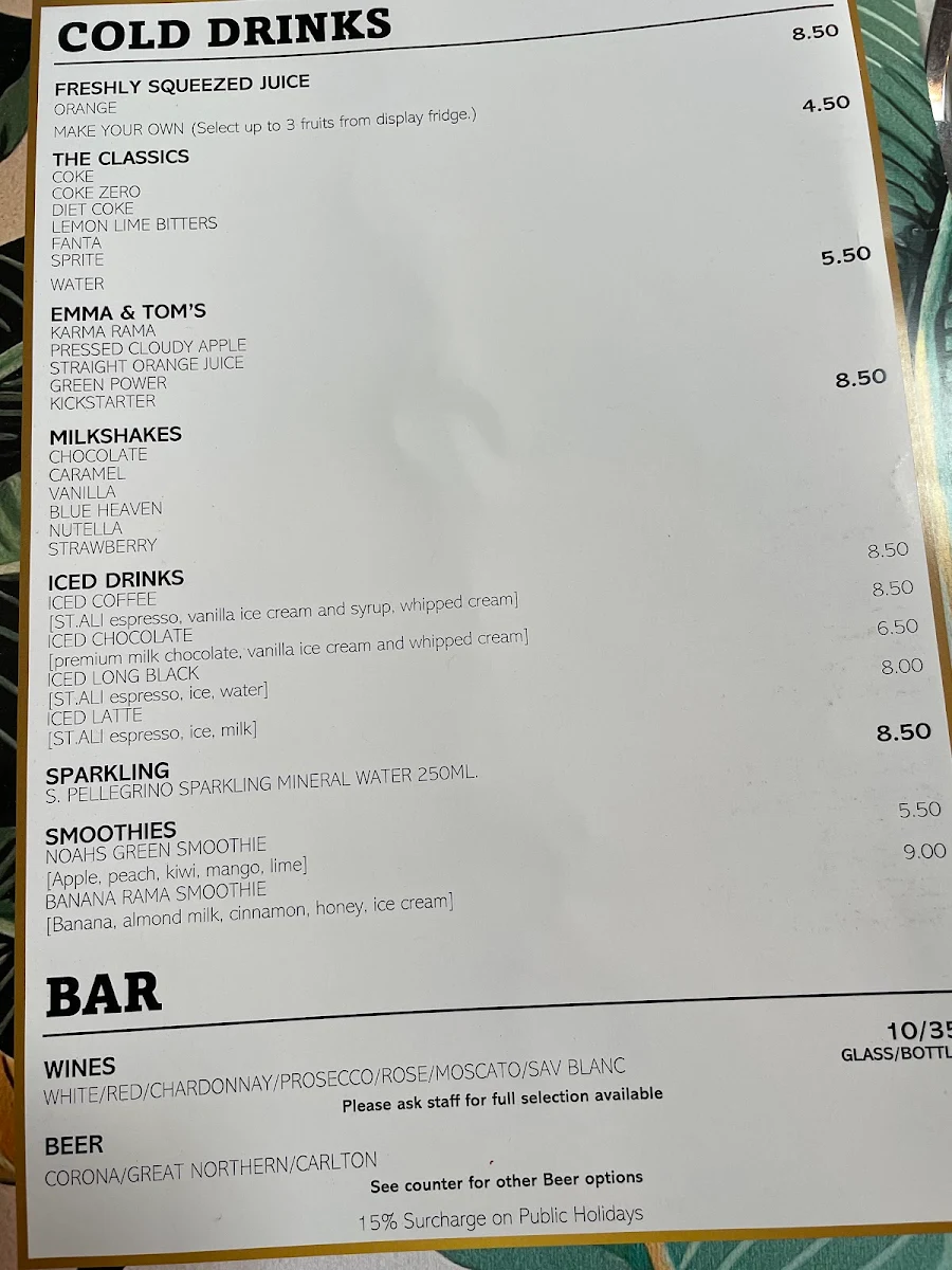 Menu, Tilly Divine Cafe | Kitchen & Bar