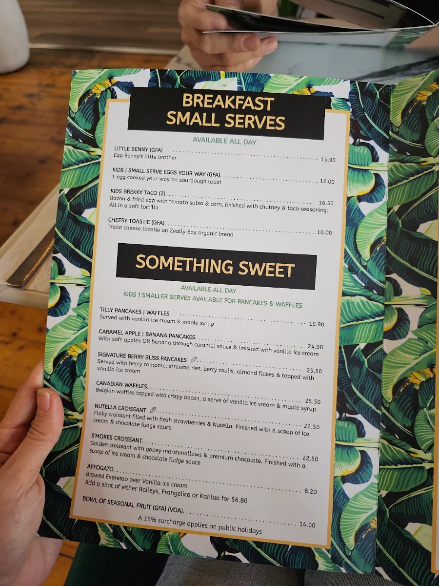 Menu, Tilly Divine Cafe | Kitchen & Bar