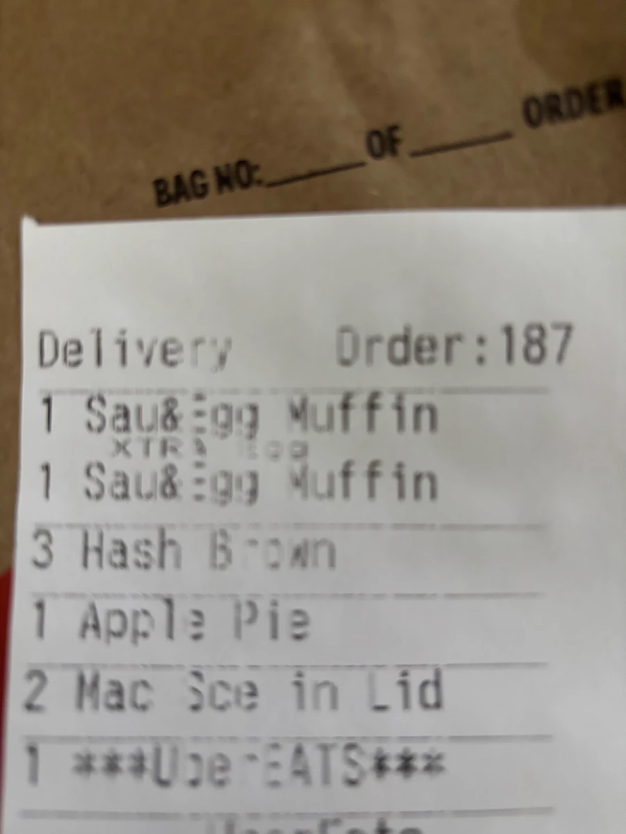 Menu, McDonald's Oak Park