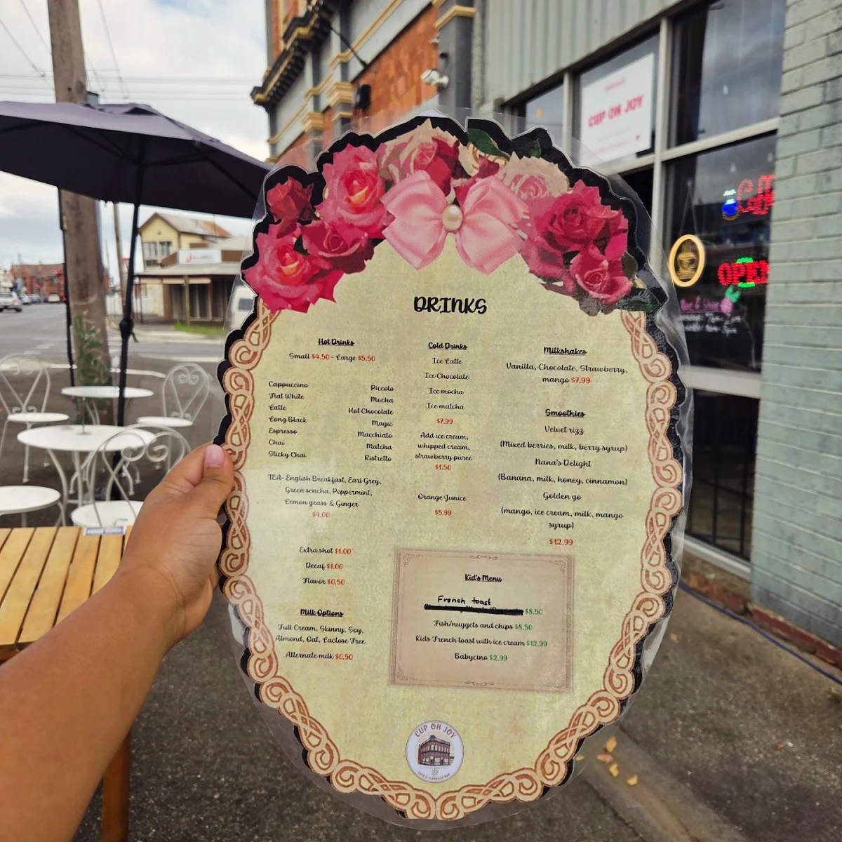 Menu, CUP OH JOY