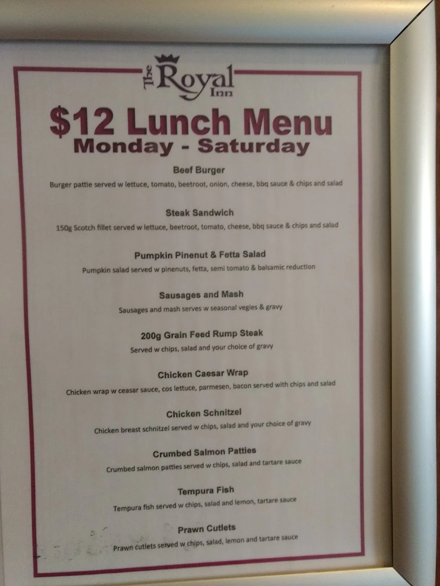 Menu, The Royal Hotel