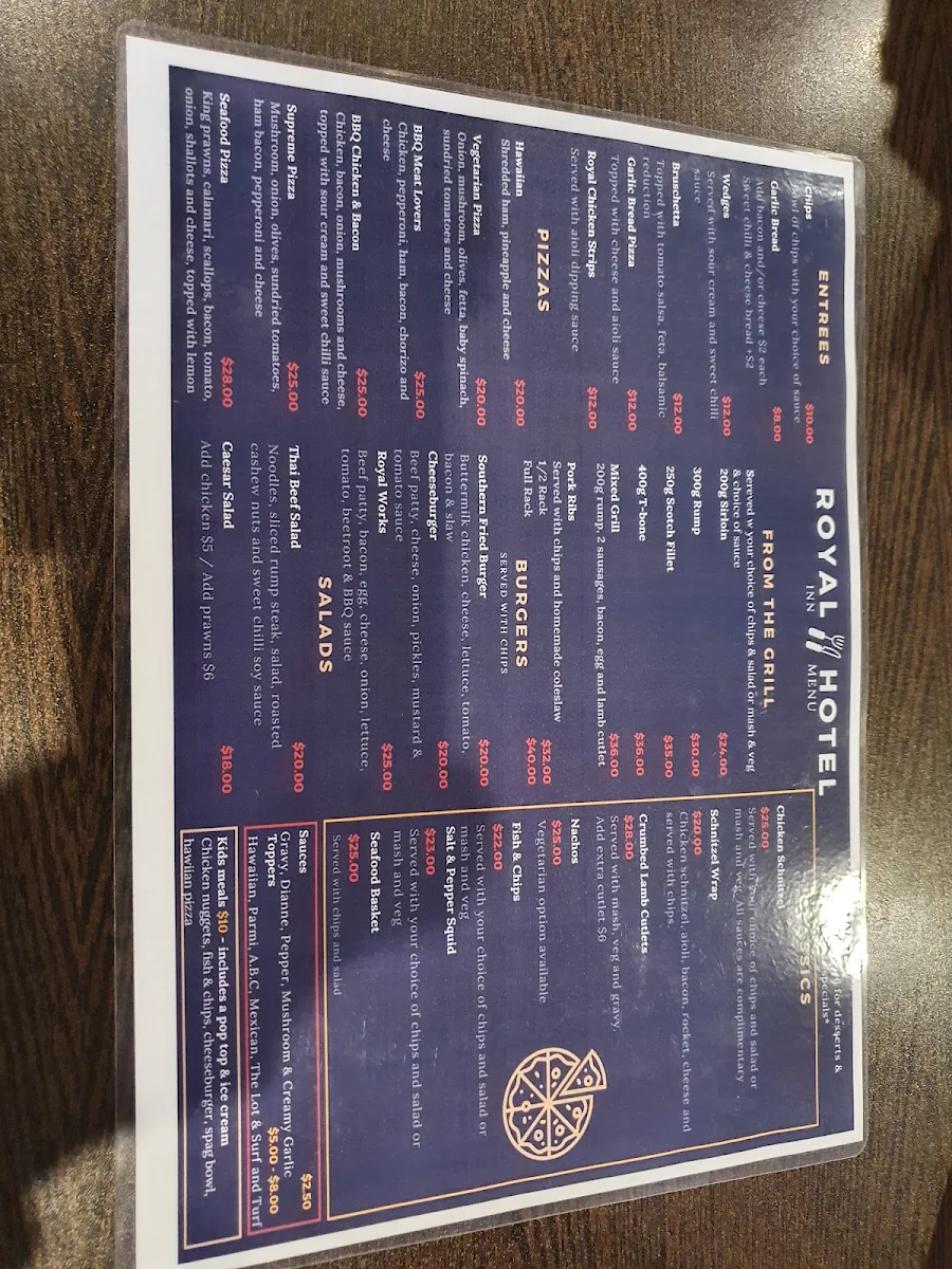 Menu, The Royal Hotel