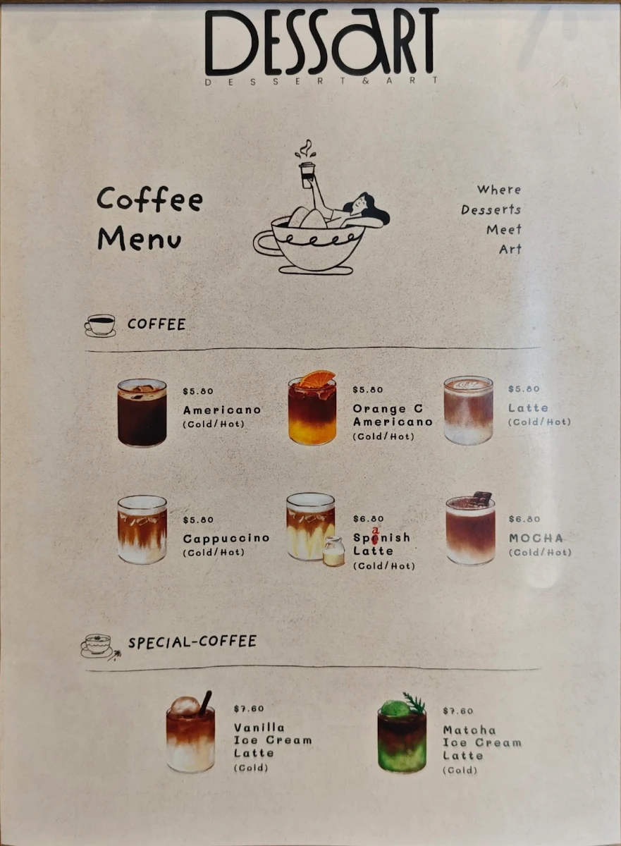 Menu, Dessart Art&Dessert