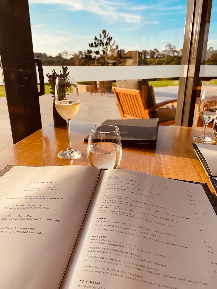 Menu, The Paddock Restaurant