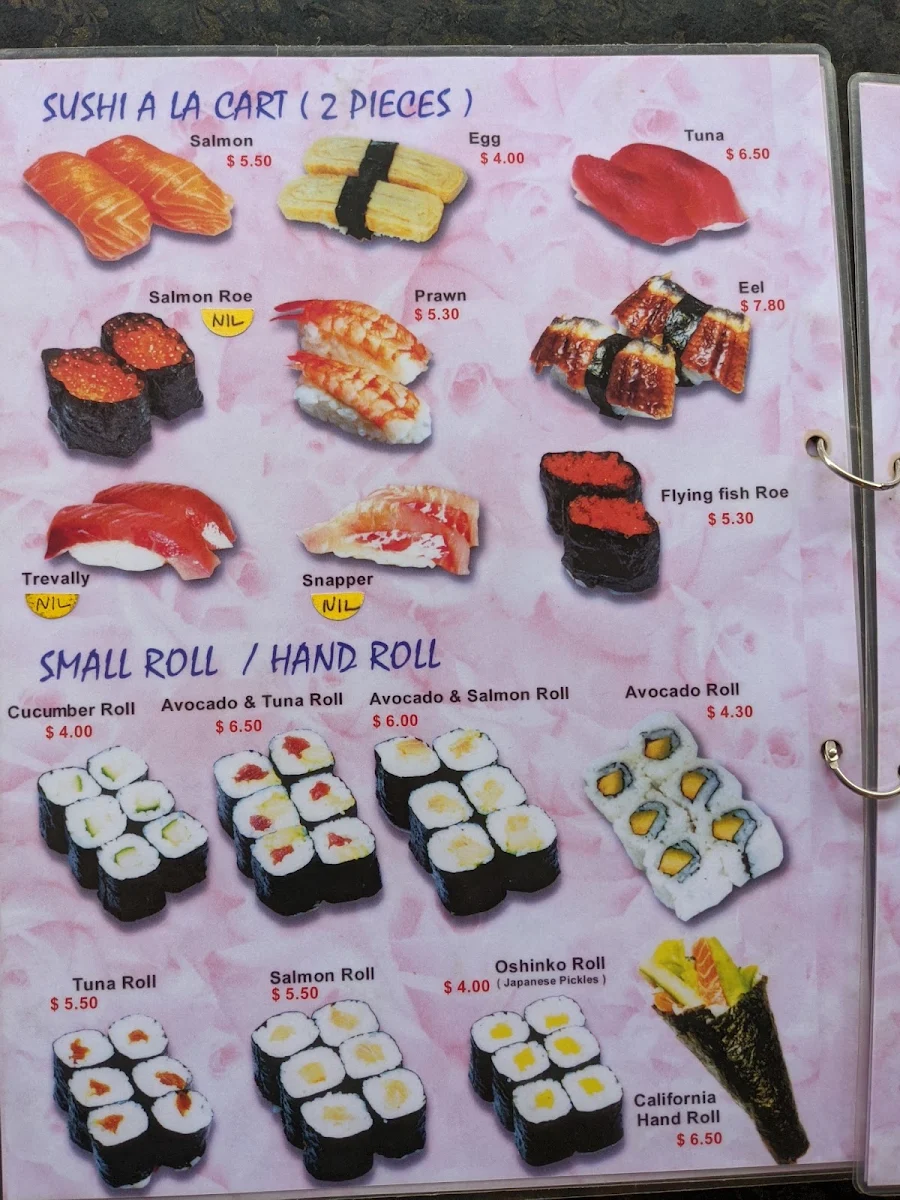 Menu, Rainbow Sushi