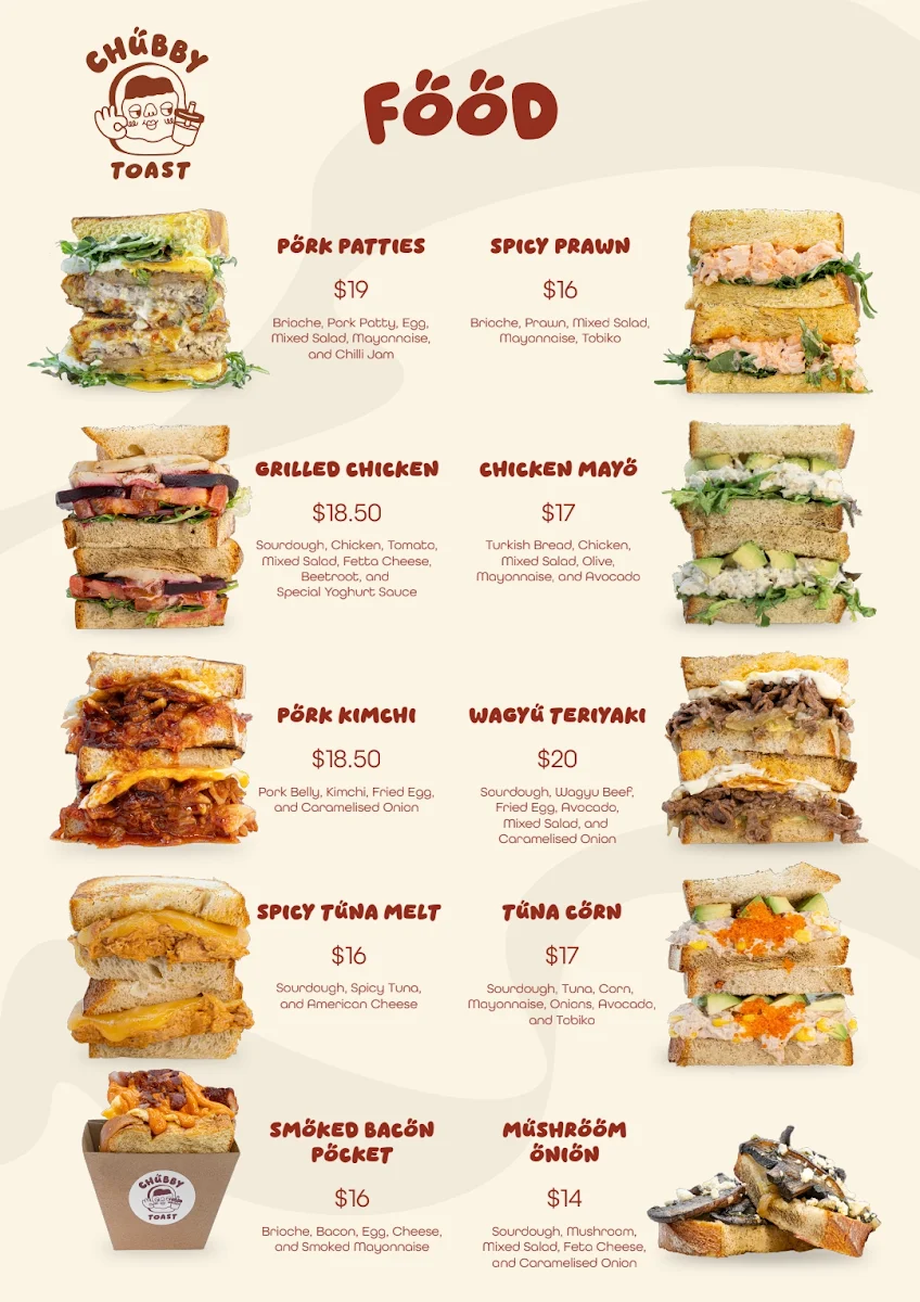 Menu, Chubby Toast
