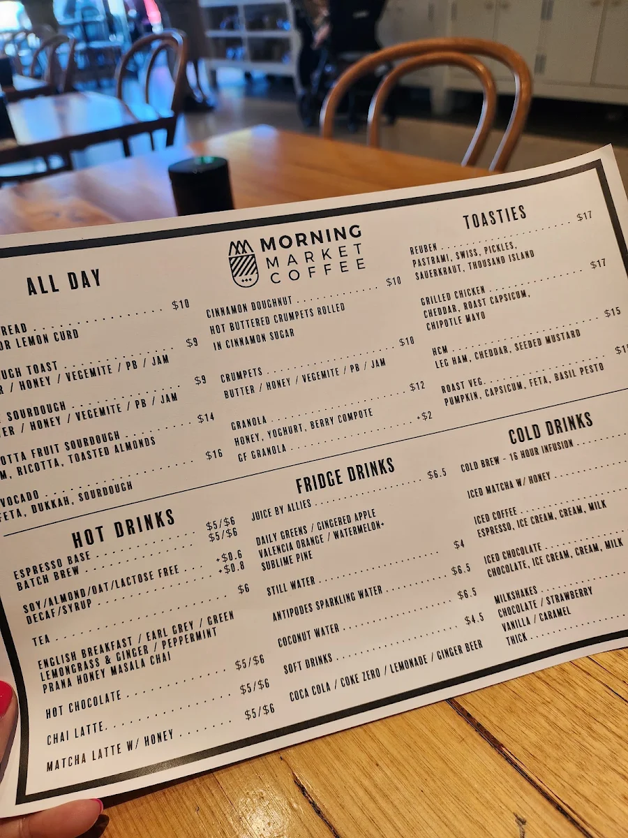 Menu, Morning Market Coffee - Warners Bay