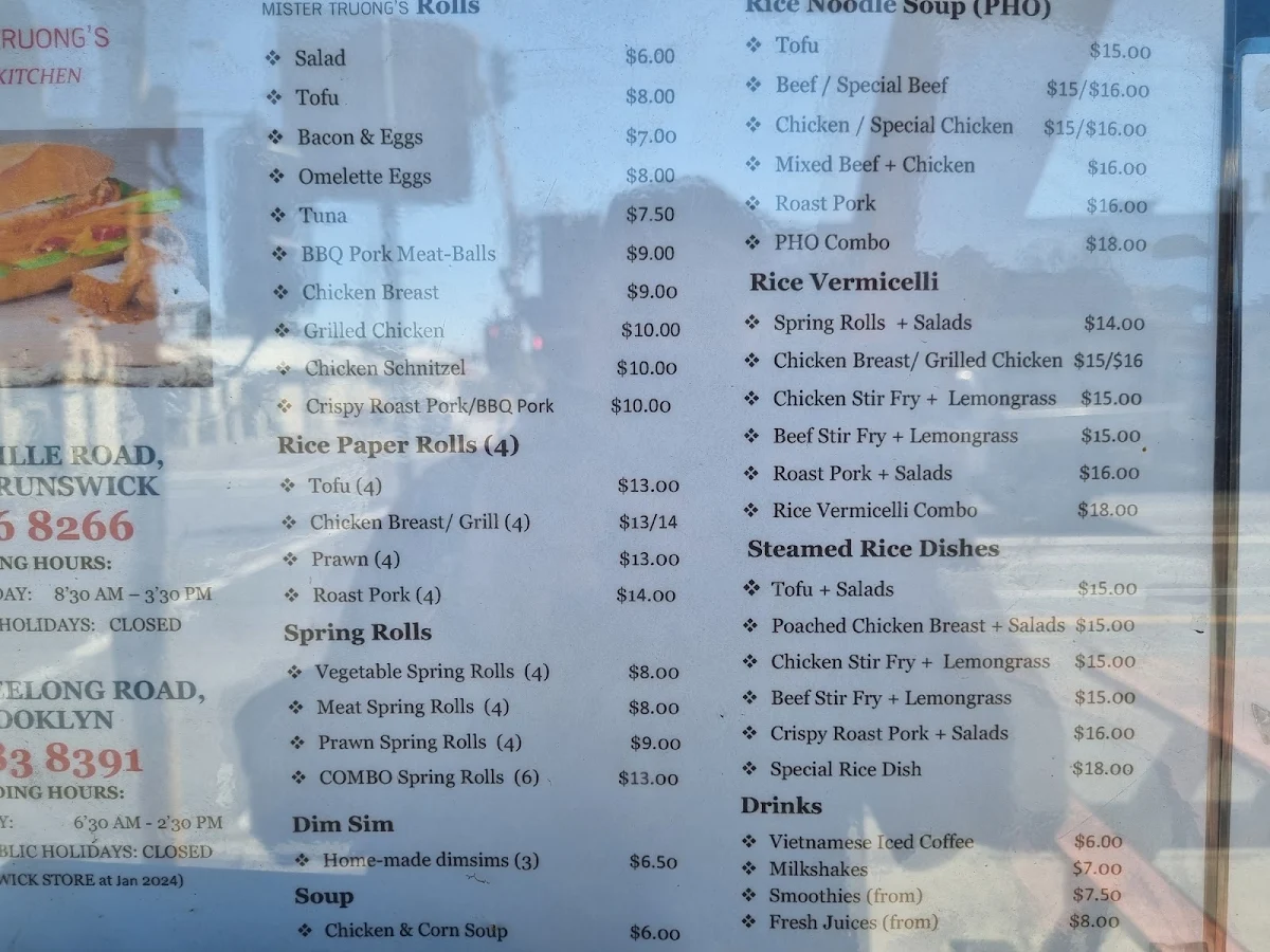 Menu, Mister Truong's