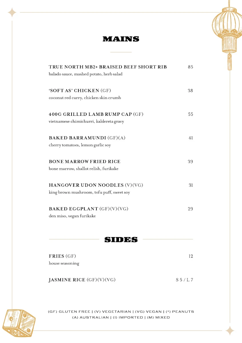 Menu, Hustlers.Syd