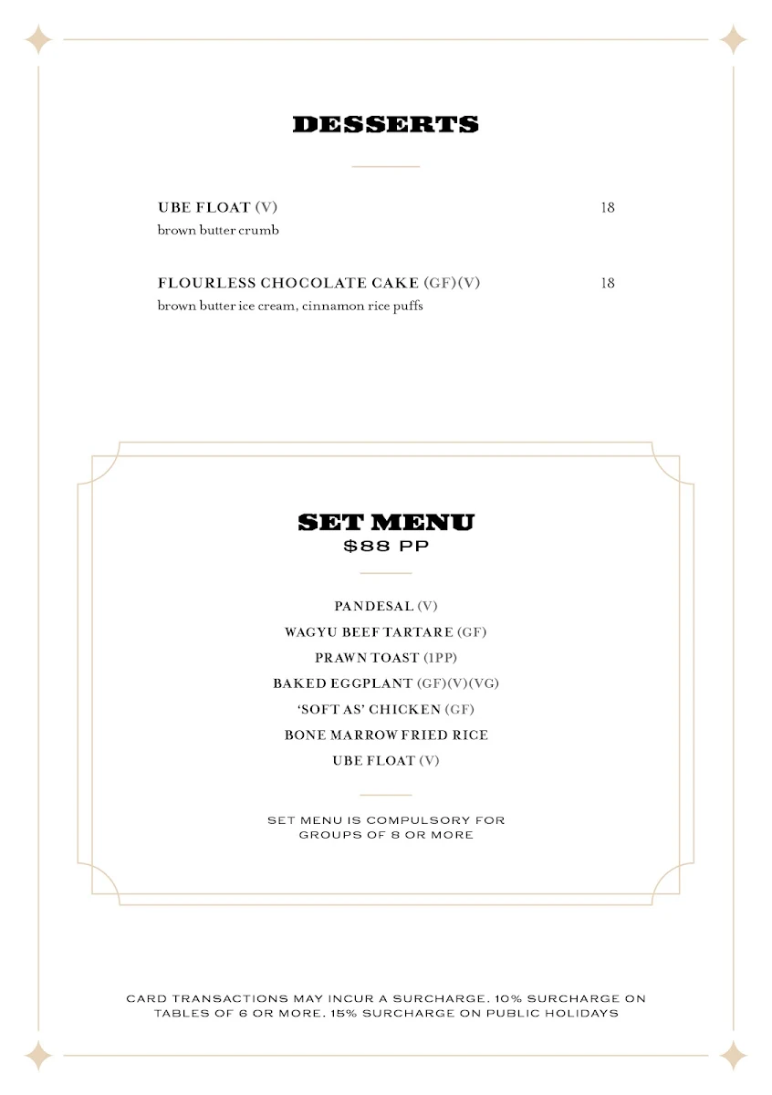 Menu, Hustlers.Syd