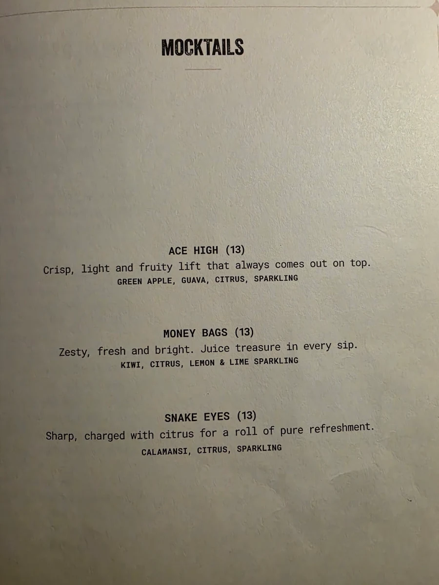 Menu, Hustlers.Syd