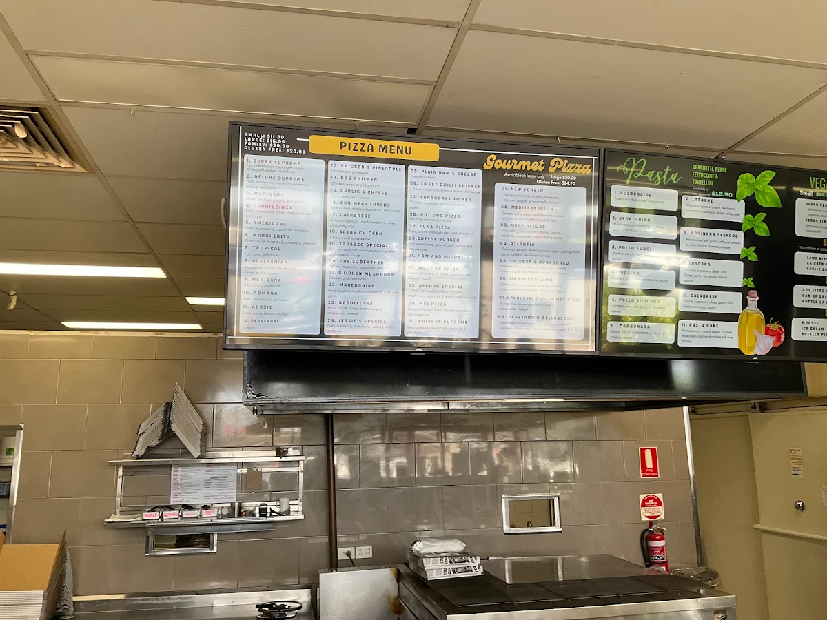 Menu, Jessie's Pizza