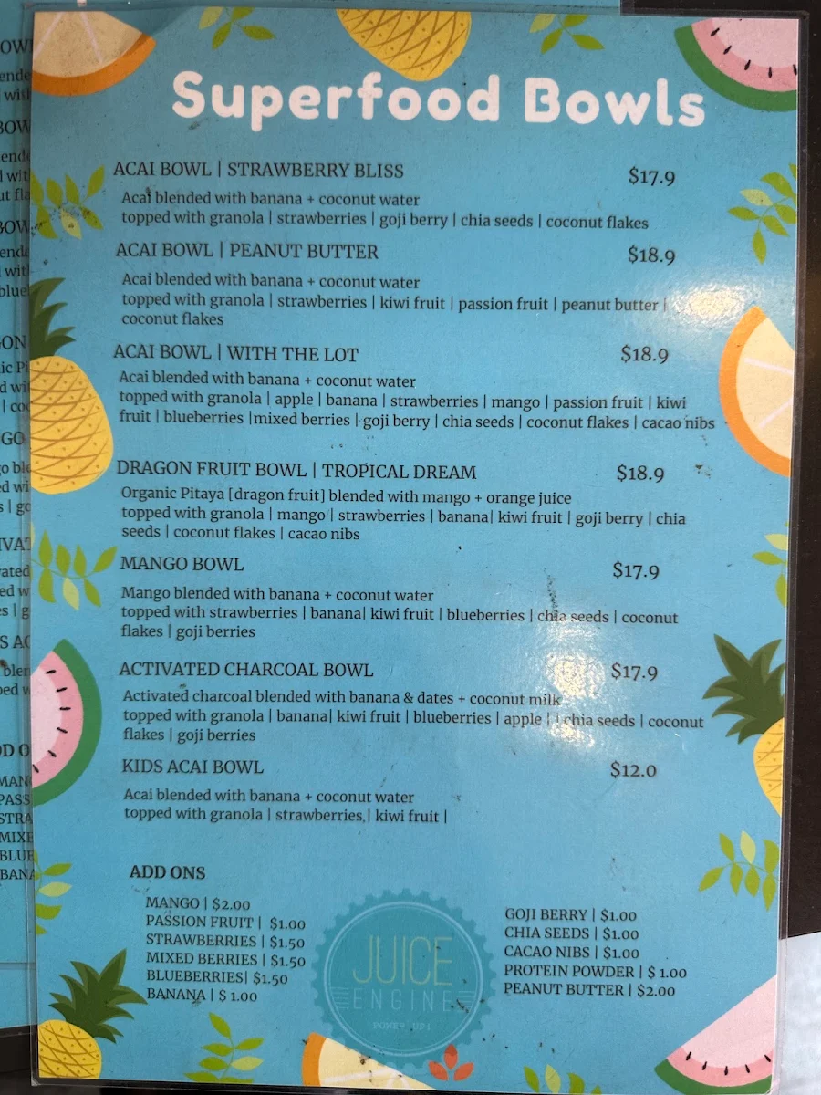 Menu, Juice Engine