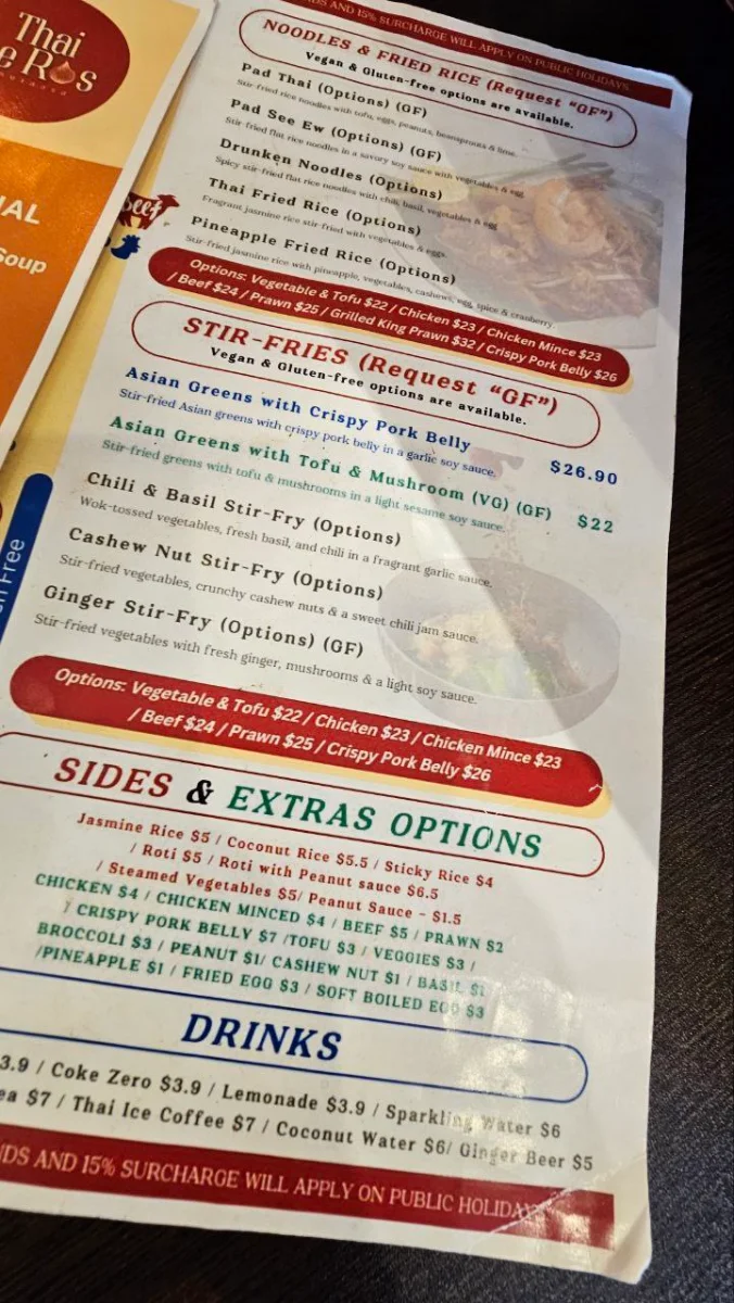 Menu, Thai Le Ros Restaurant