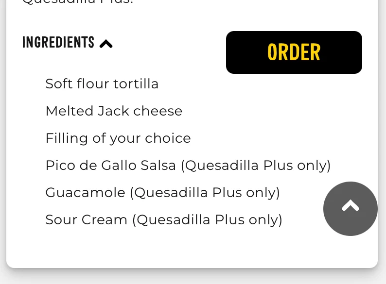 Menu, Guzman y Gomez - Malaga