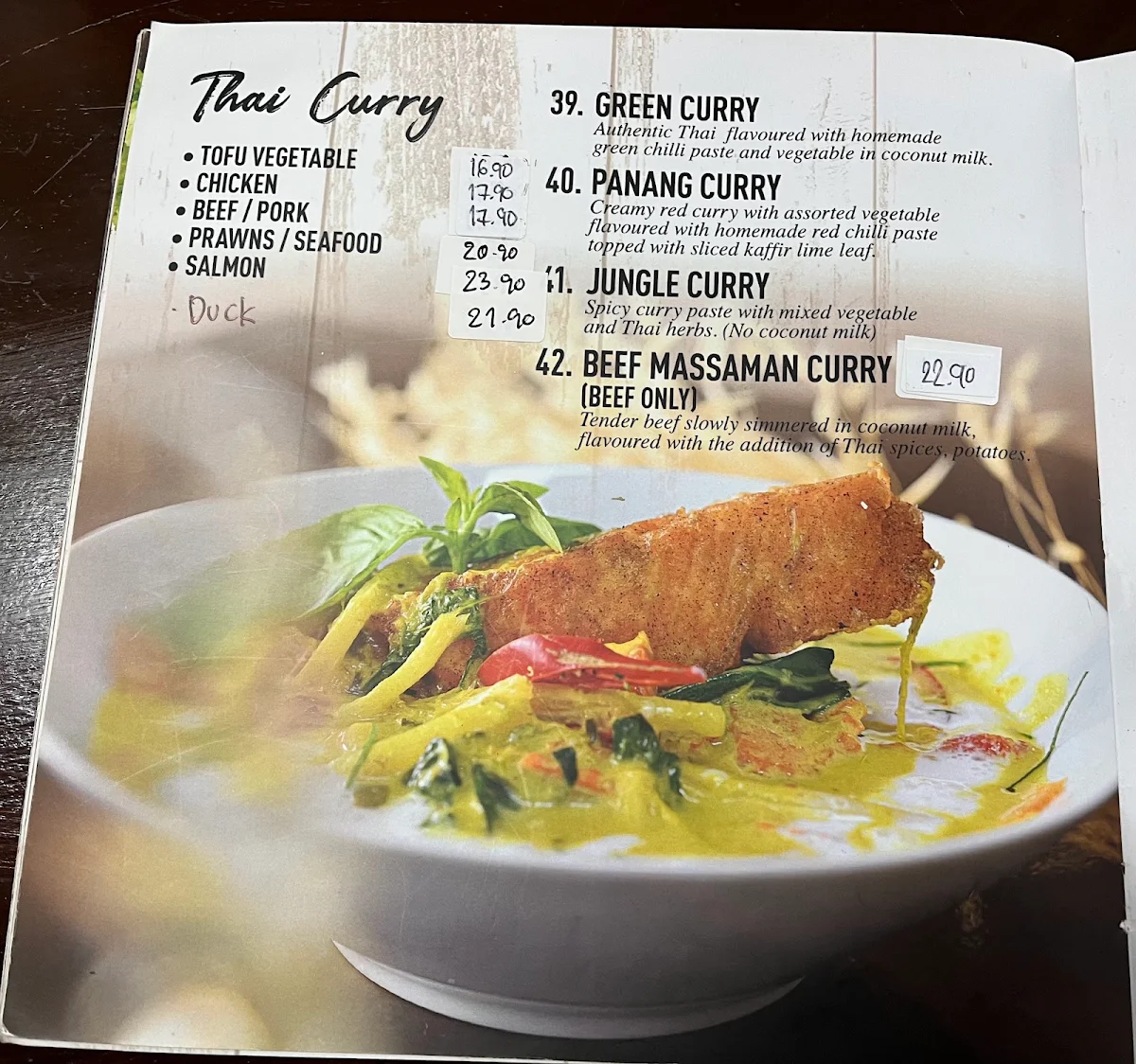Menu, So Thai Restaurant