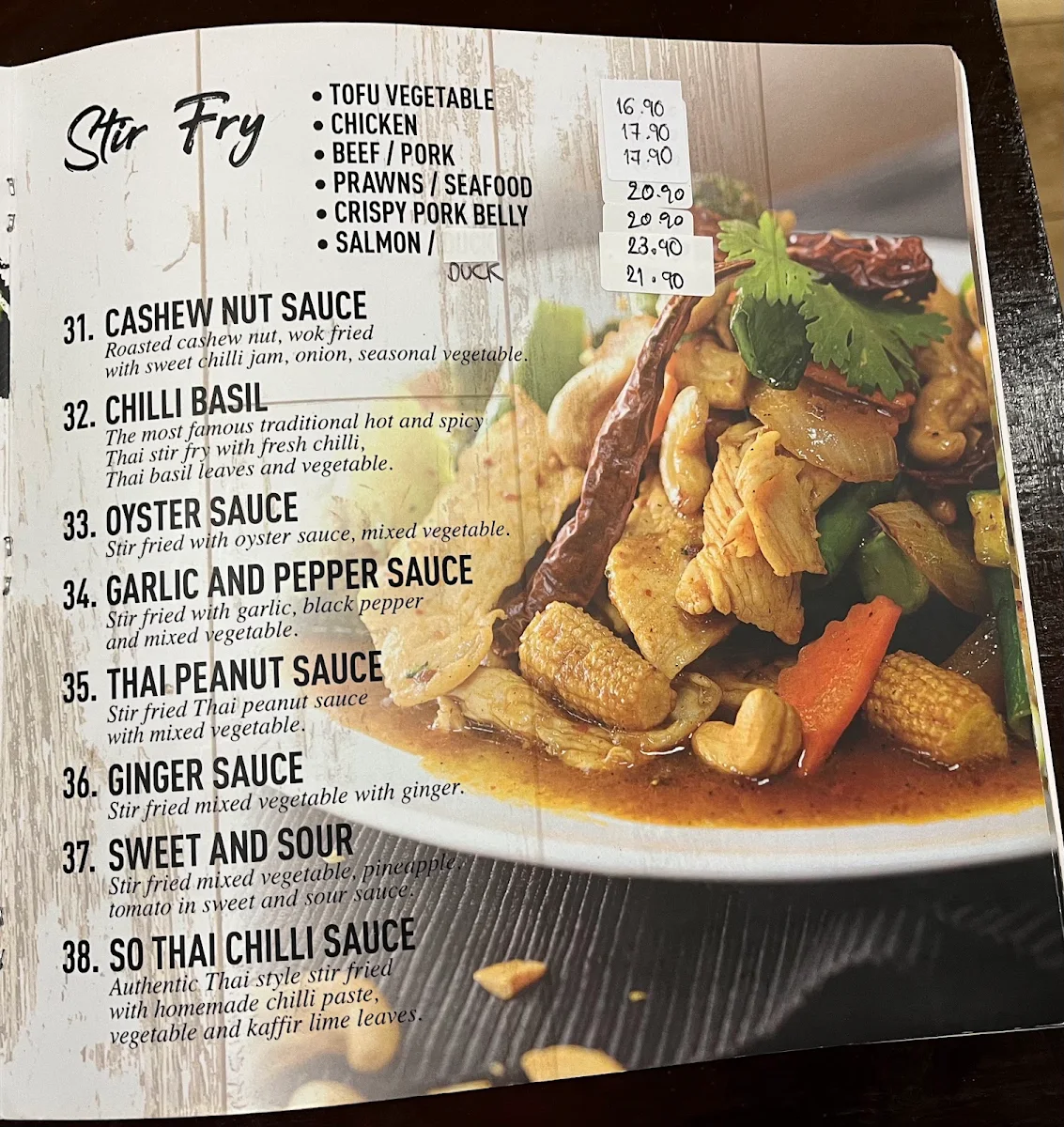Menu, So Thai Restaurant