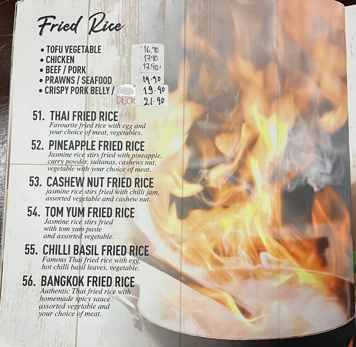 Menu, So Thai Restaurant