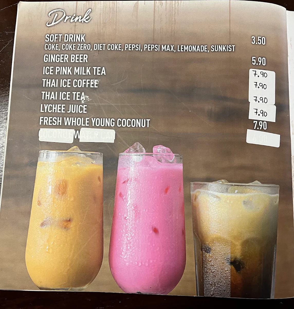 Menu, So Thai Restaurant