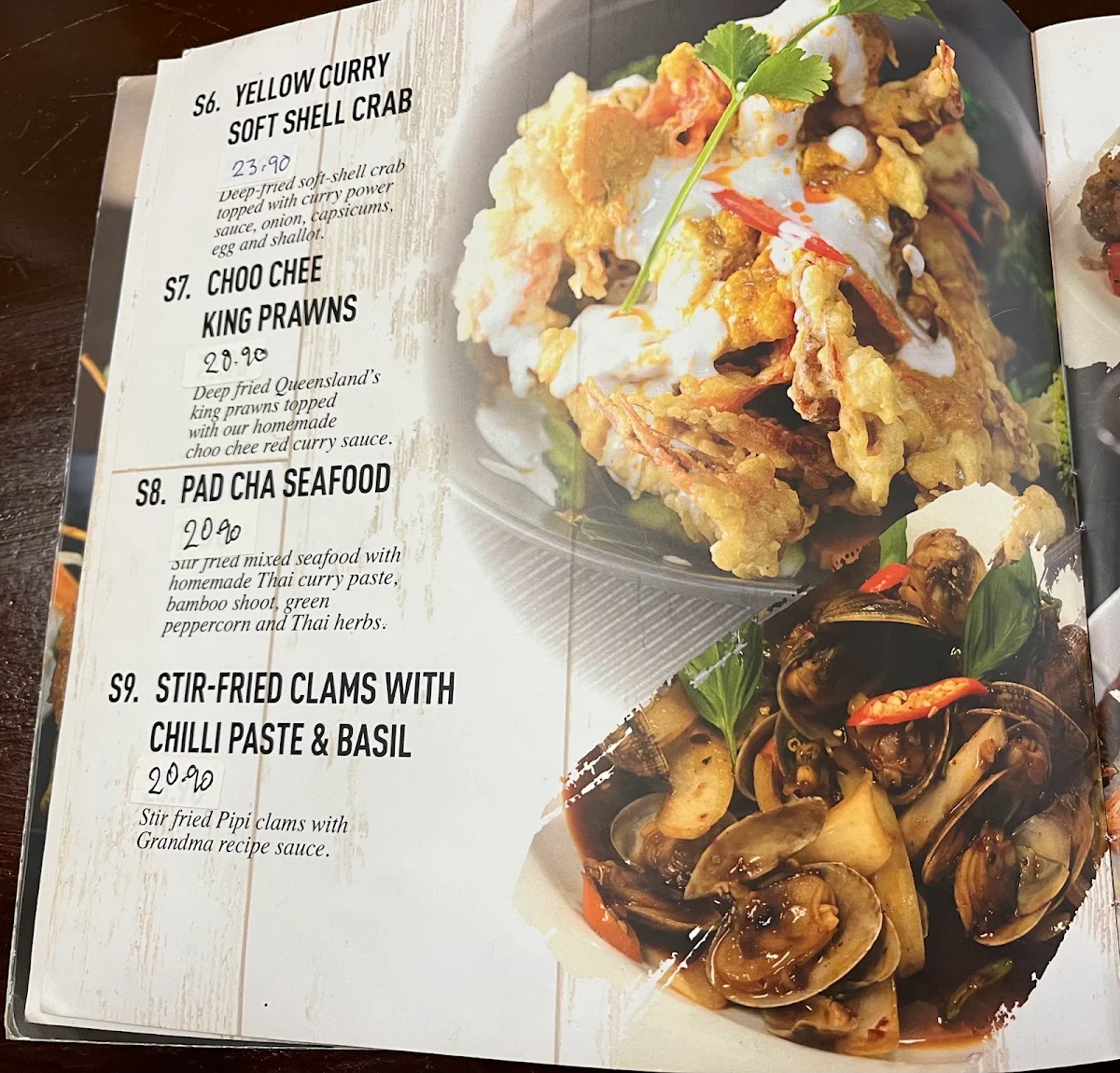 Menu, So Thai Restaurant