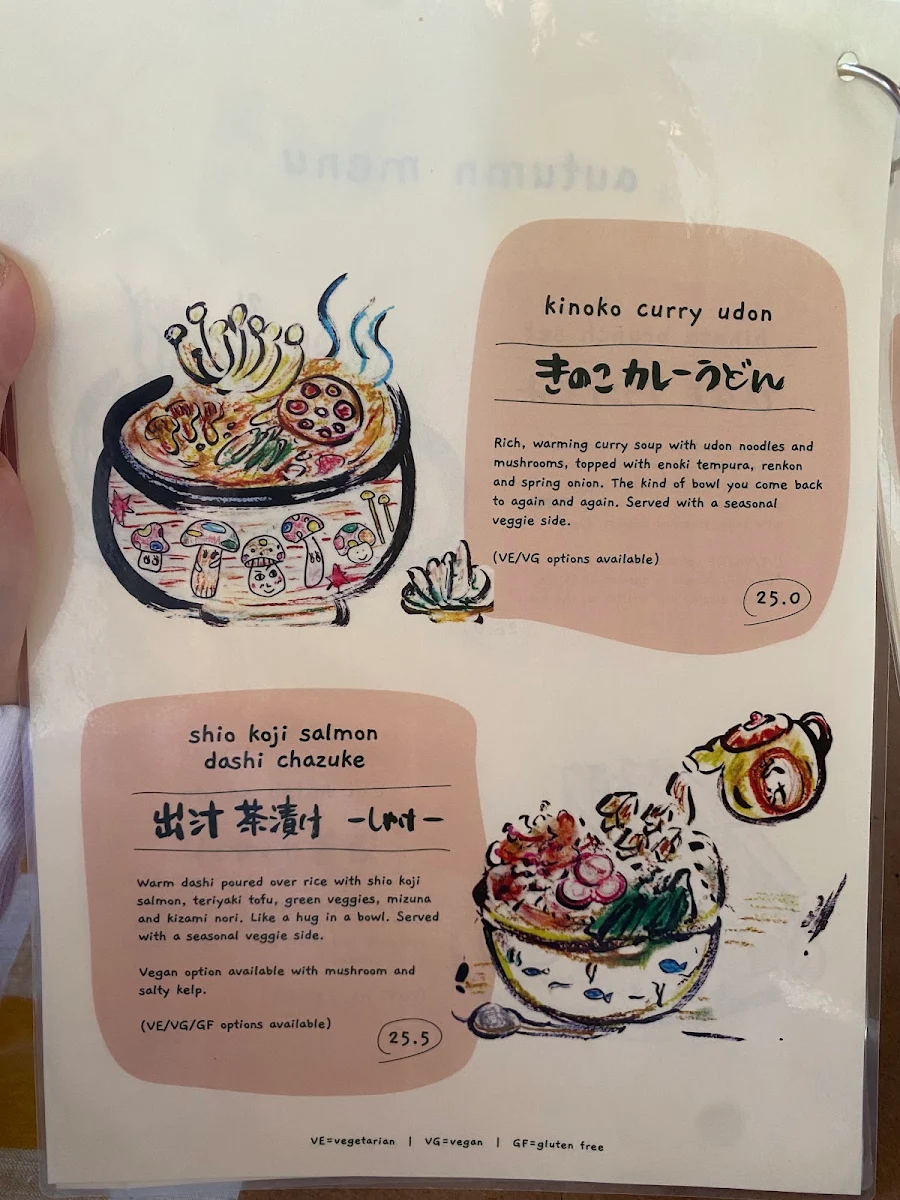 Menu, Hinata Cafe