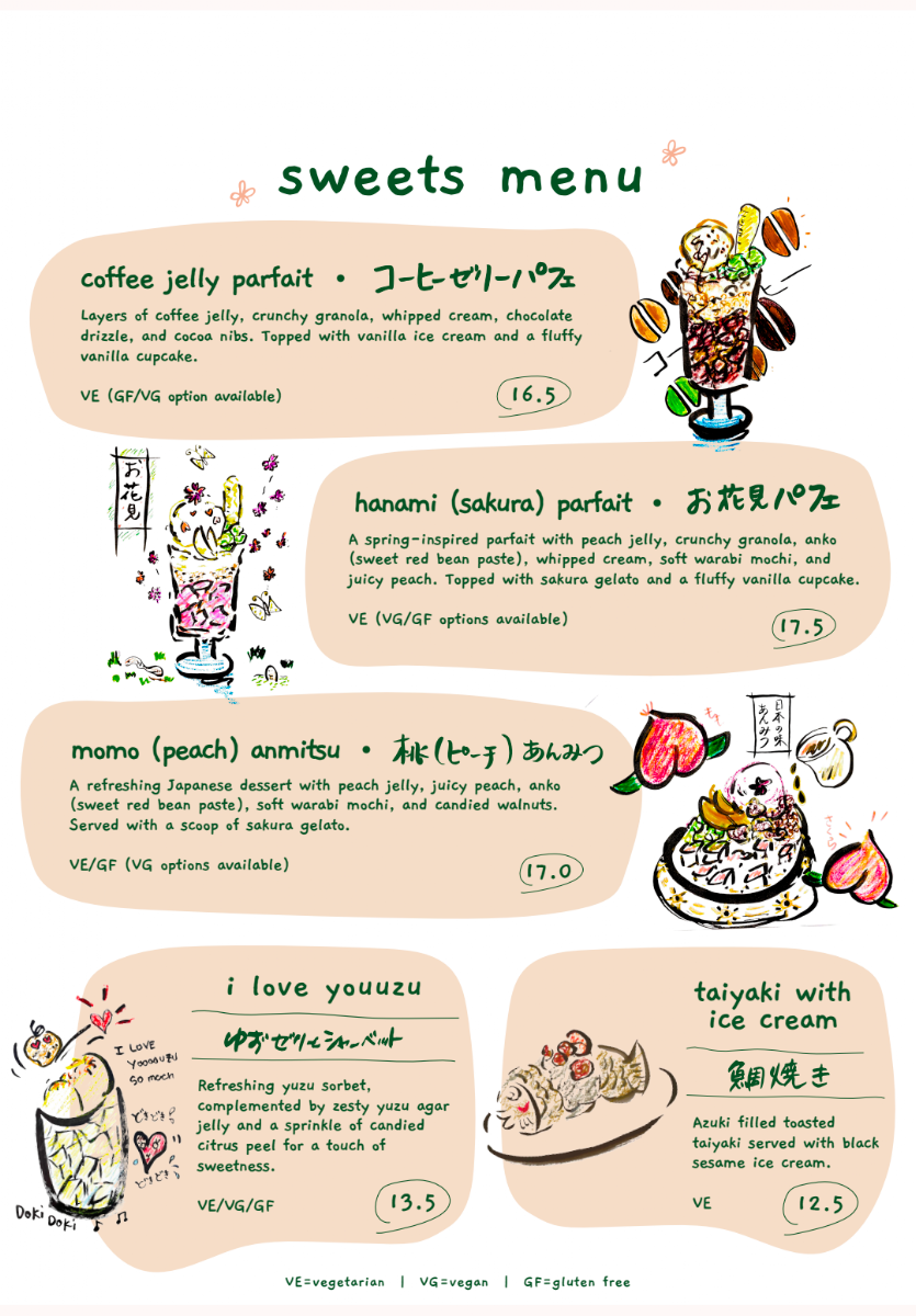 Menu, Hinata Cafe