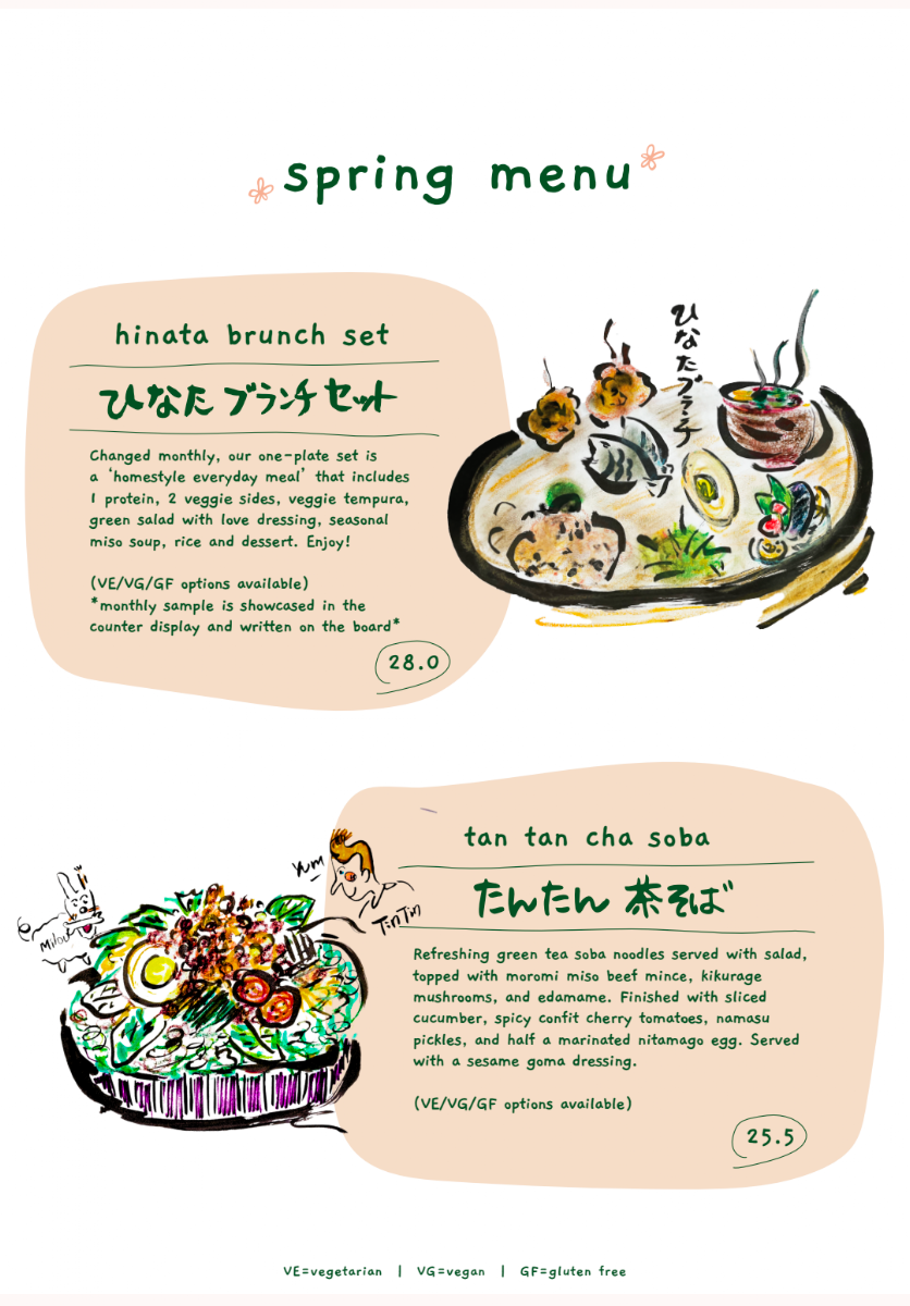 Menu, Hinata Cafe
