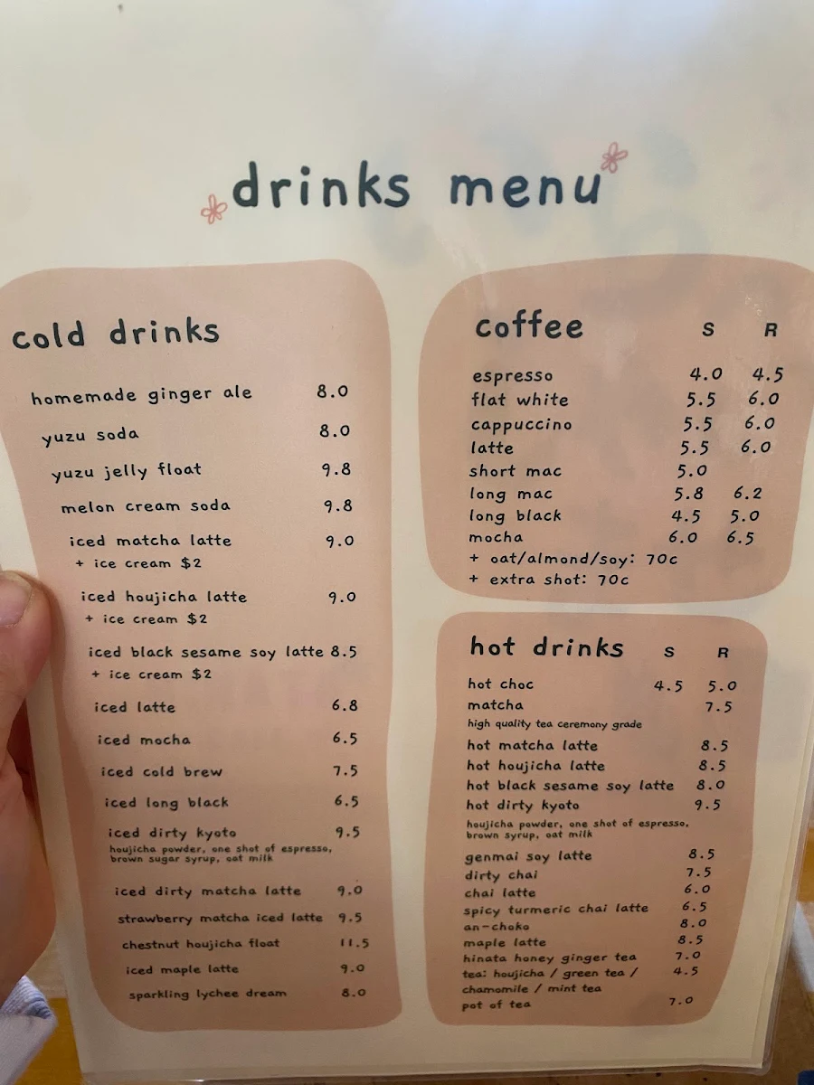 Menu, Hinata Cafe