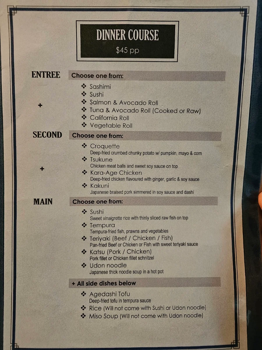 Menu, Suzuya