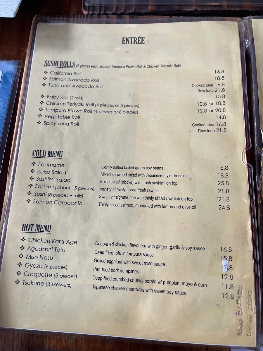 Menu, Suzuya