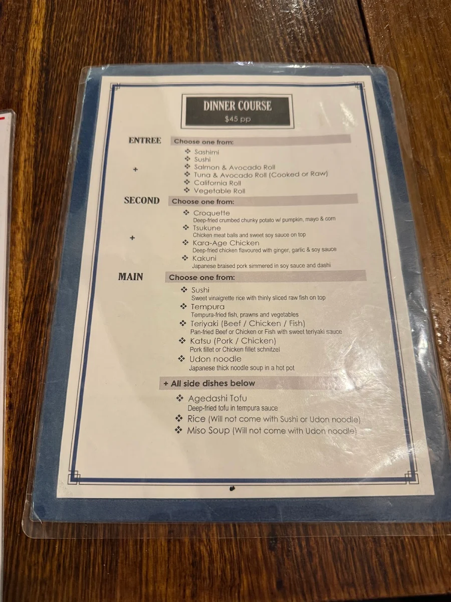 Menu, Suzuya