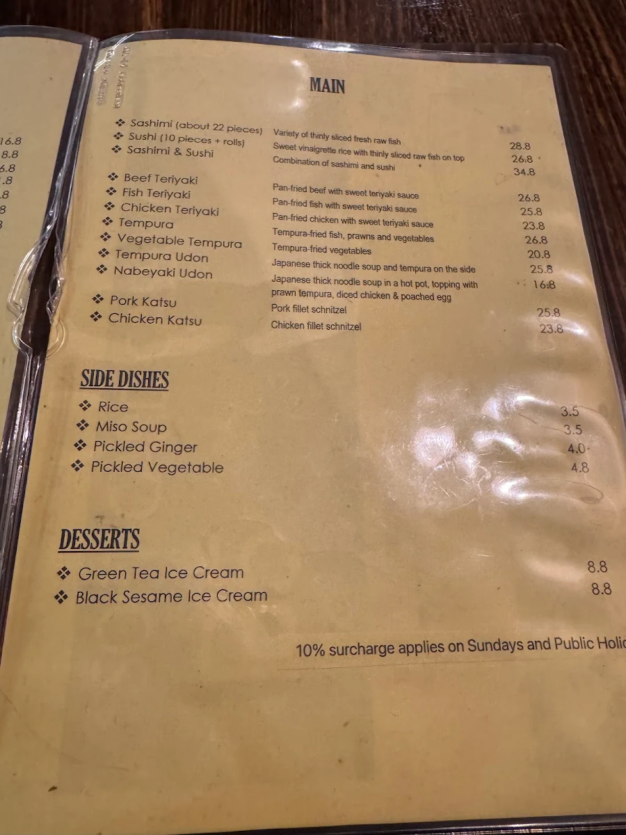 Menu, Suzuya
