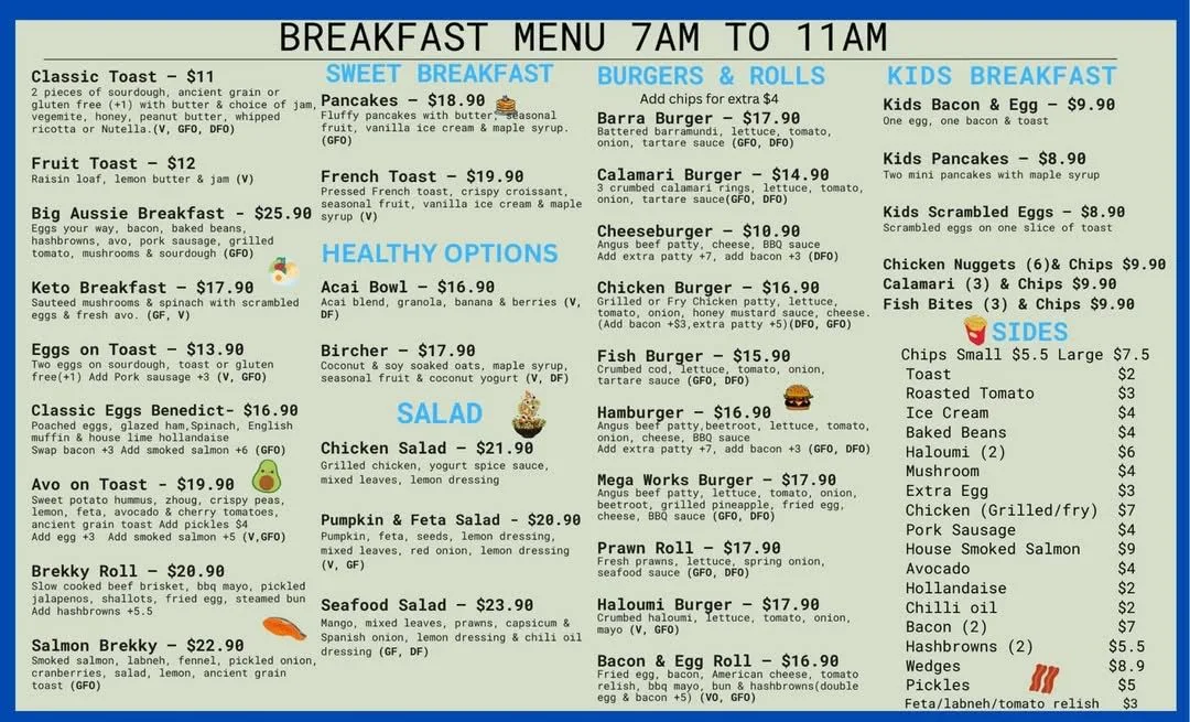 Menu, Seafood Town