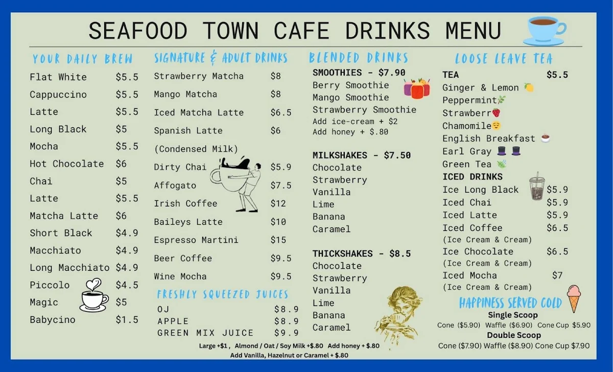 Menu, Seafood Town