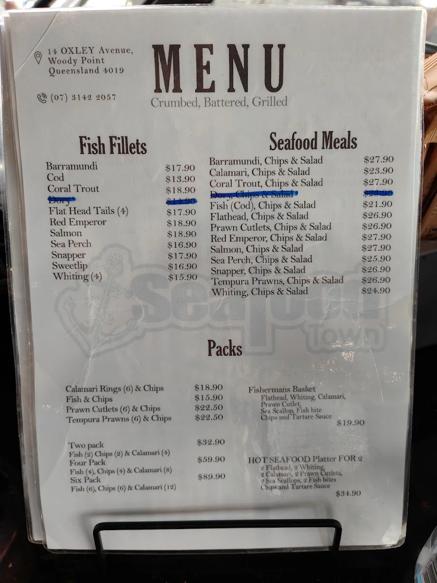 Menu, Seafood Town